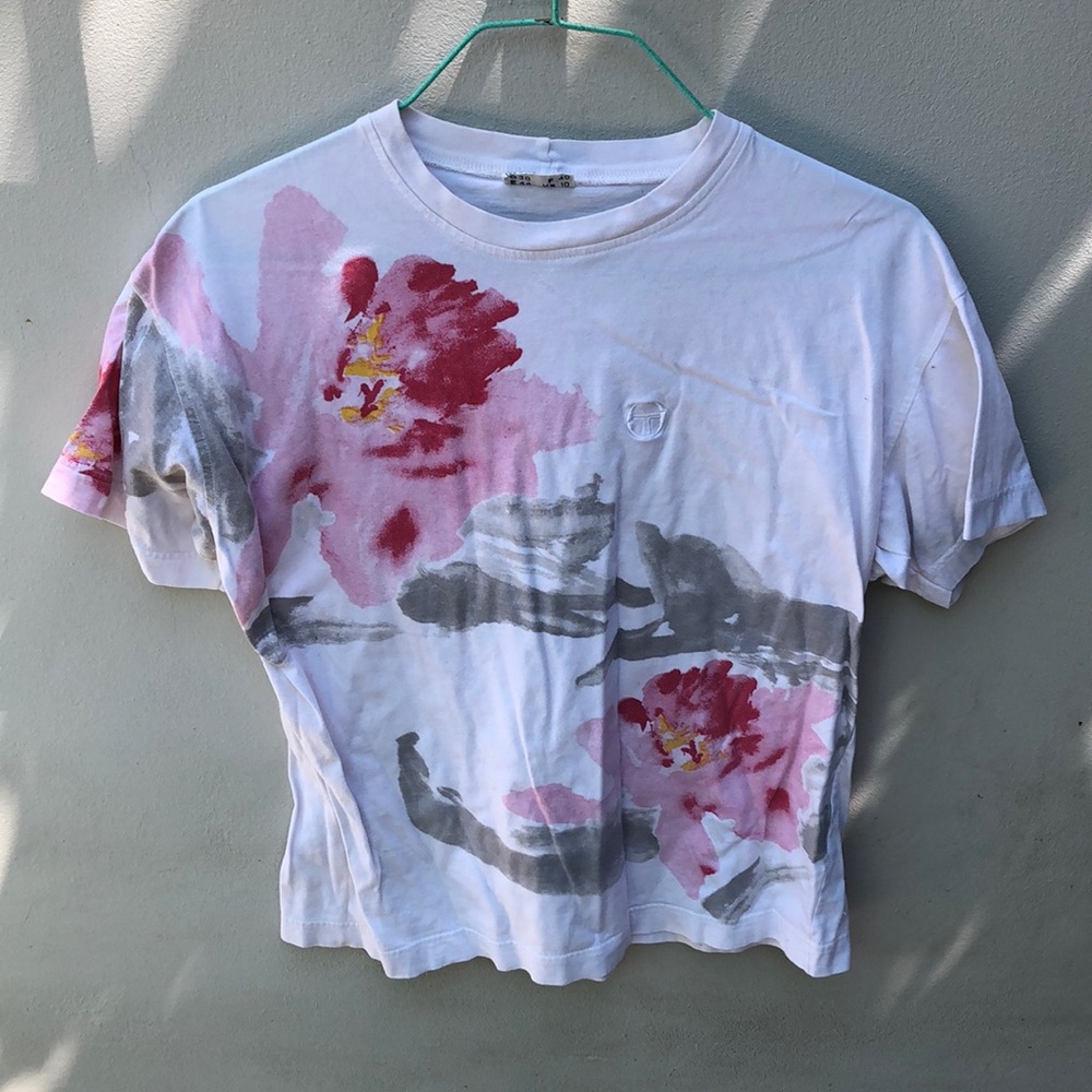 Sergio Tacchini White Abstract Girls Tennis Top